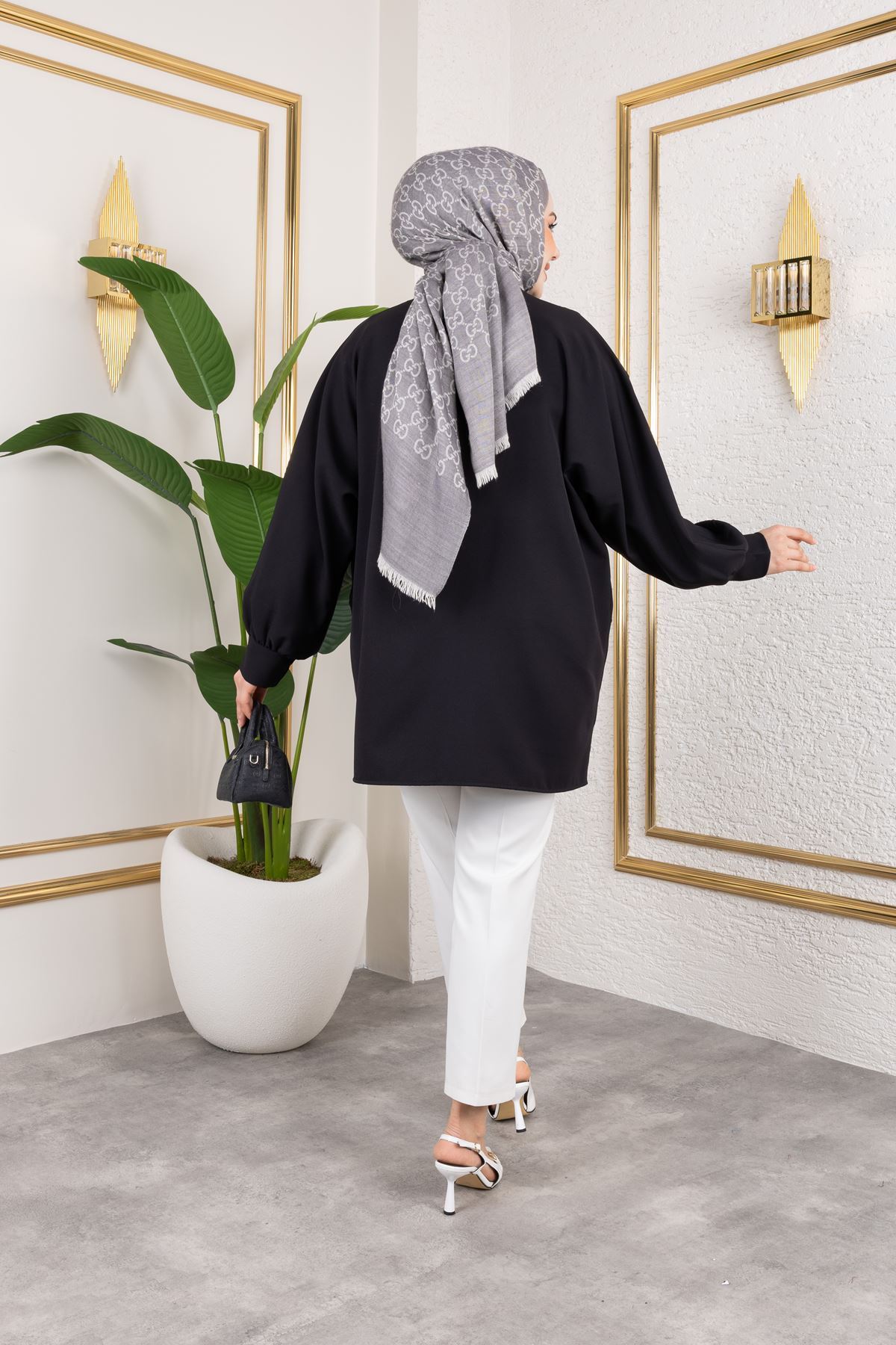 Cep Detay Atlas Hırka-Siyah