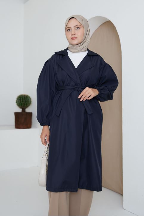 Kuşaklı Trençkot-Lacivert