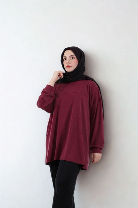 Ön Roba Detay Pike Tunik-Bordo