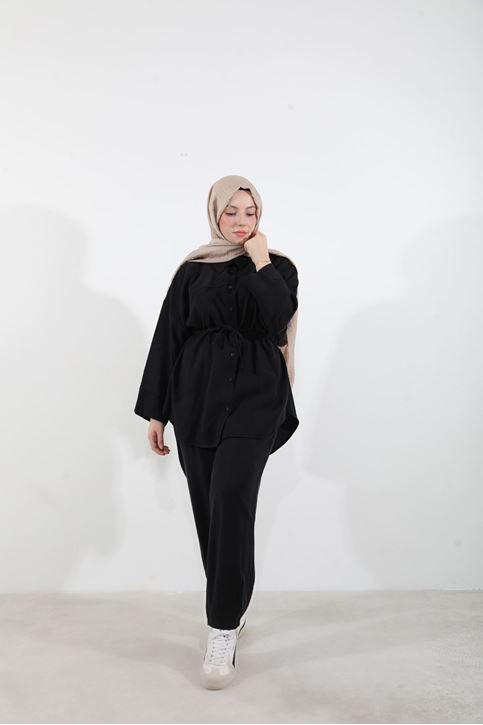 Paça Pensli Takım-Siyah