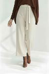 Bel Lastik Detaylı Bol Pantolon-Taş